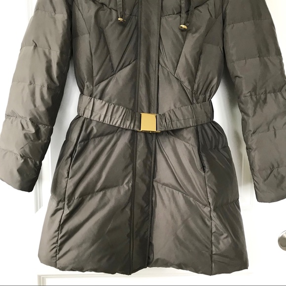 T Tahari Hooded Belted Down Filled Puffer Coat - Picture 3 of 14
